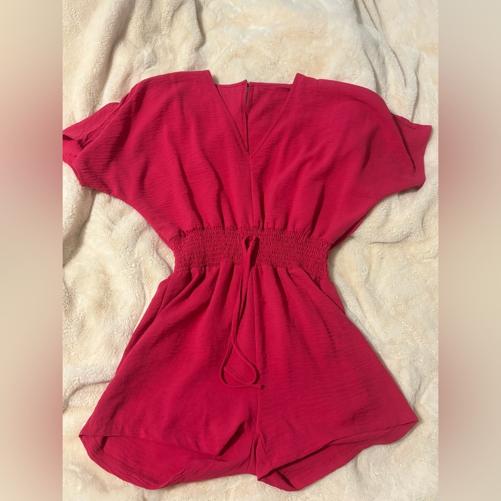 Red Short Sleeve Romper